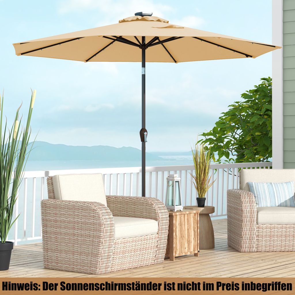 COSTWAY 300cm Sonnenschirm mit Solar-LED-Beleuchtung Produktbild 9