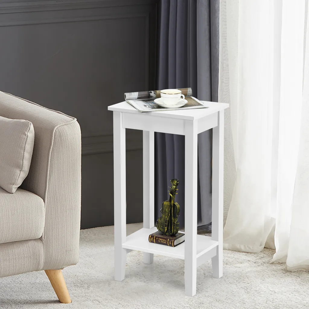 Table de rangement rectangulaire blanche avec étagère gain de place