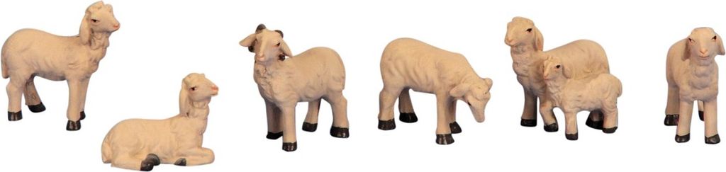6 Schafe Set Weiss 2,5 - 4 cm hoch Figuren zur Dekoration Produktbild 