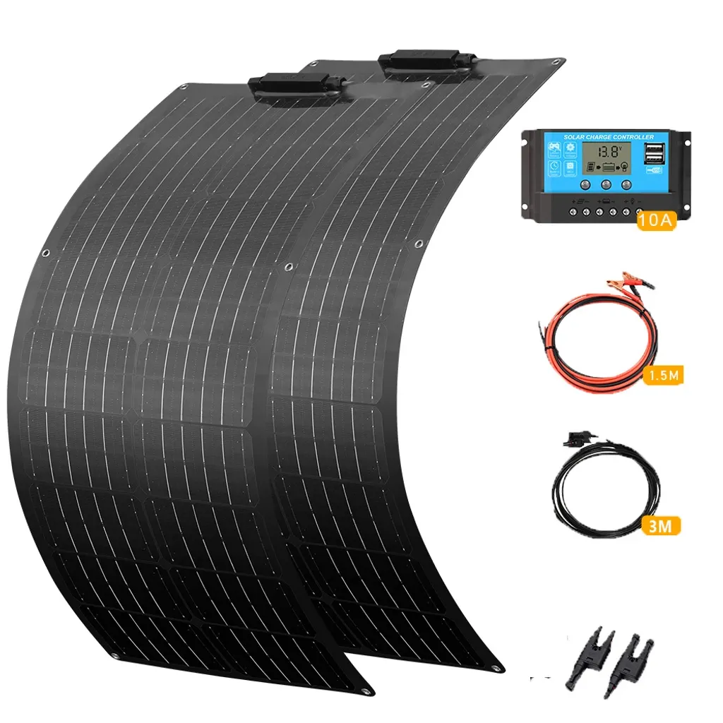 XINPUGUANG Pannello Solare Flessibile 120W / 100W | Kit Fotovoltaico Nero