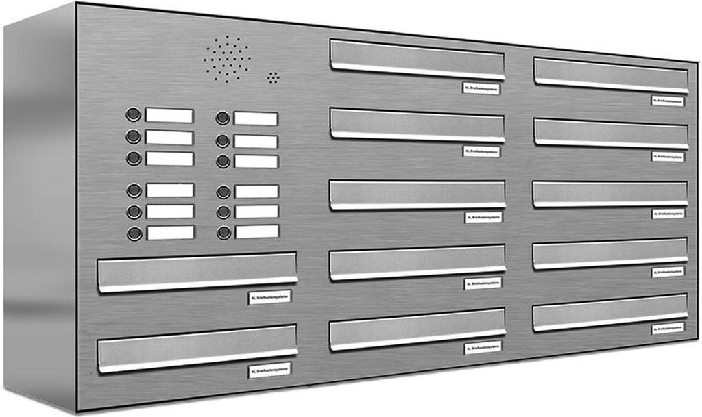 12er V2A Edelstahl Briefkastenanlage für Tür- Zaundurchwurf Klingel