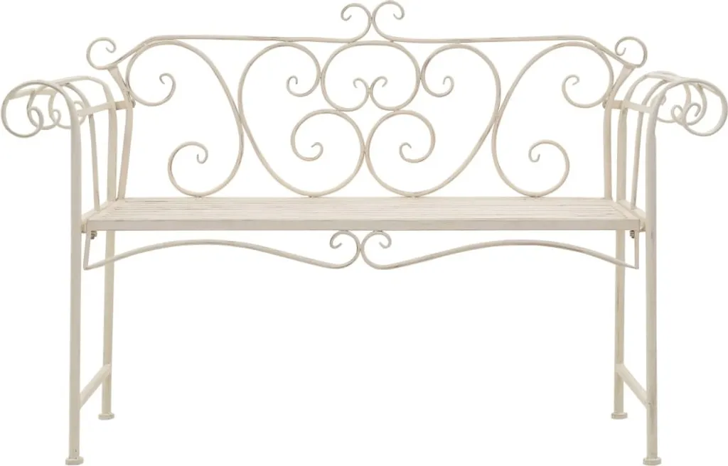 vidaXL Banc de jardin 132 cm métal antique blanc - Banc de parc durable