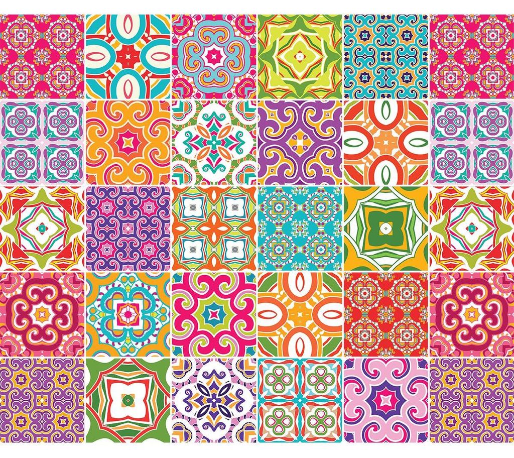 Selbstklebende Fliesenaufkleber für Küche und Bad – 30 Zementfliesenaufkleber (Azulejos Relina) – 30 Aufkleber 10 x 10 cm