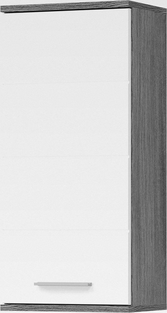 Hängeschrank Blake 35x77x25 cm in Front weiß Hochglanz Korpus rauchsilber Nb - Badezimmerschrank hängend Wandschrank - modern, platzsparend und ...