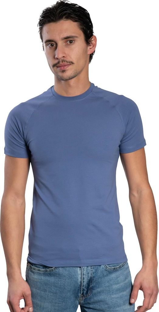 Herren T-Shirt Baumwolle Stretch – Slim Fit Raglan Kurzarm, Rundhals, S–XXL