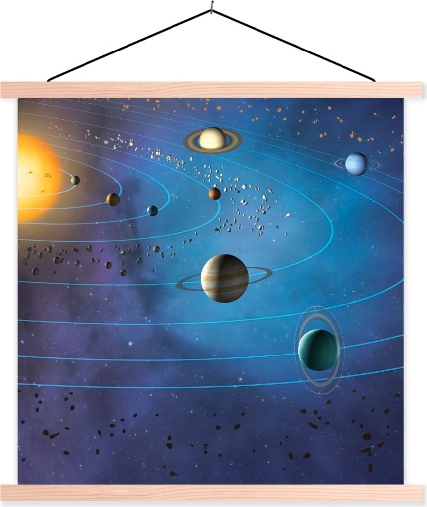 MuchoWow Textilposter Eine Illustration des großen Sonnensystems 40x40 cm mit holzfarbenen Rahmen - Posterleiste