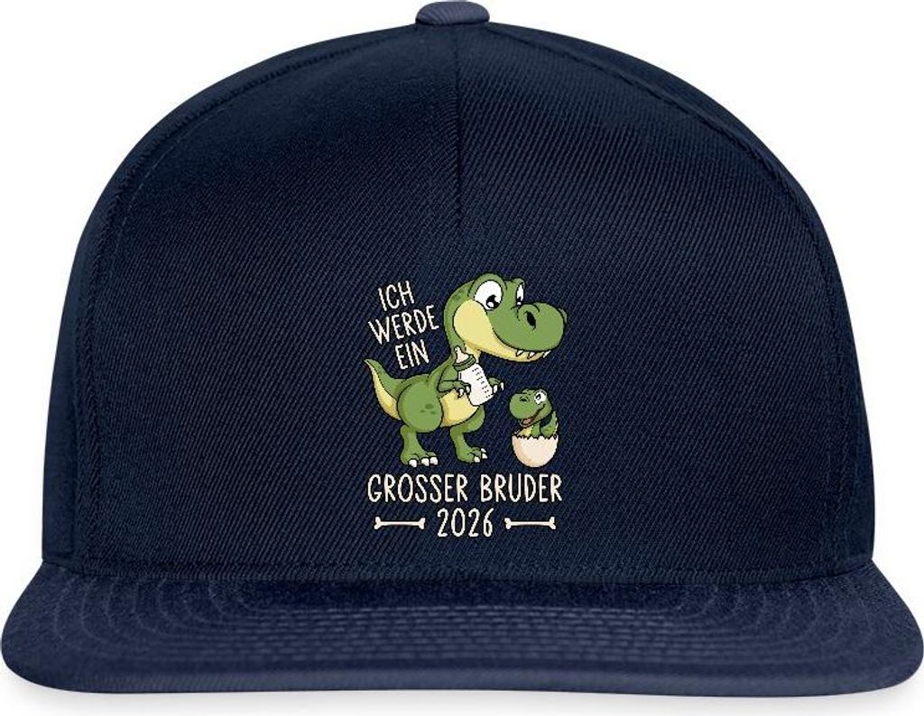 Spreadshirt Großer Bruder 2026 Ei Baby Dino Dinosaurier Snapback Cap, One size, Navy/Navy