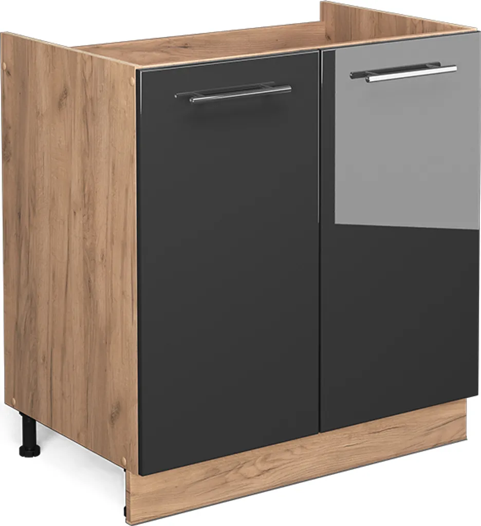 Vicco Fame-Line Cucina: Sottolavello 80cm Antracite e Quercia Gold - 1