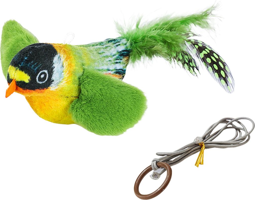 Katzenspielzeug mit zwitscherndem Vogel, interaktives Vogelspielzeug mit flatternden Flügeln, batteriebetrieben, stimulierendes Tierspielzeug für...