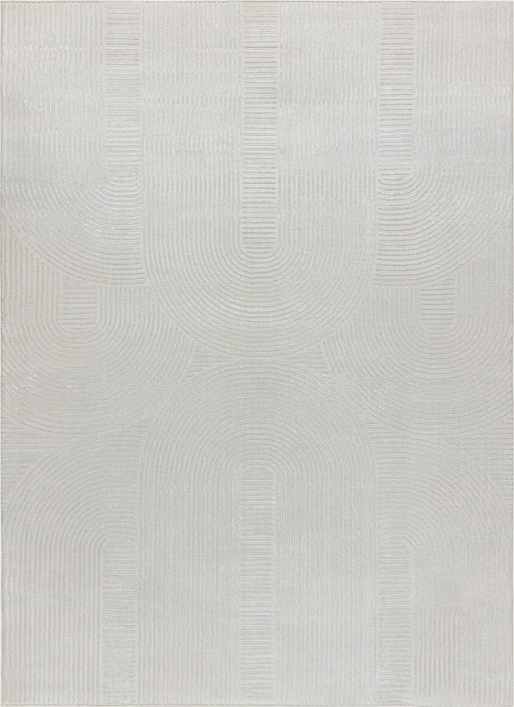 Tapis antisalissure crème 80x150 cm - Tapis robuste design géométrique