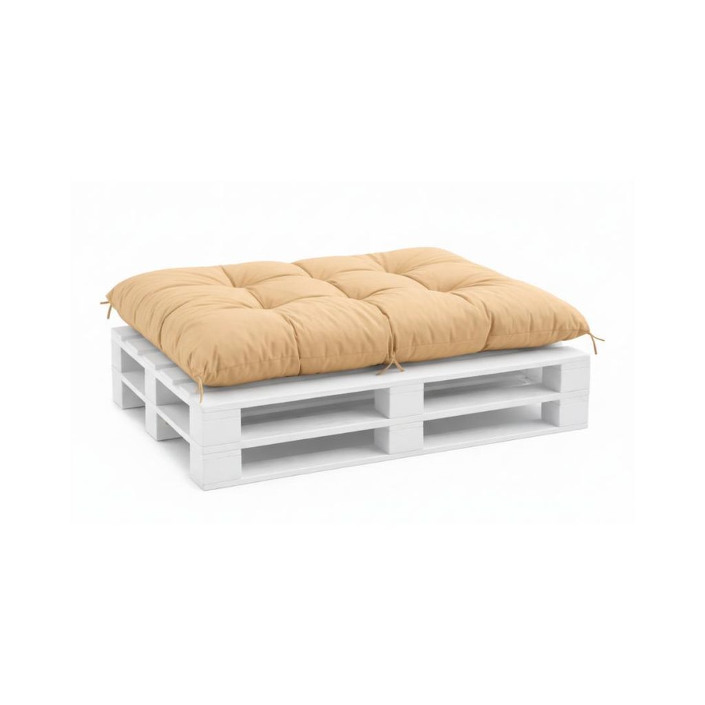 VBChome Palettenkissen für Europaletten Möbel Palettenauflage Garten Balkon 12 Farben mit Schaumstoffflocken Füllung Beige Sitzkissen 120 x 80 cm
