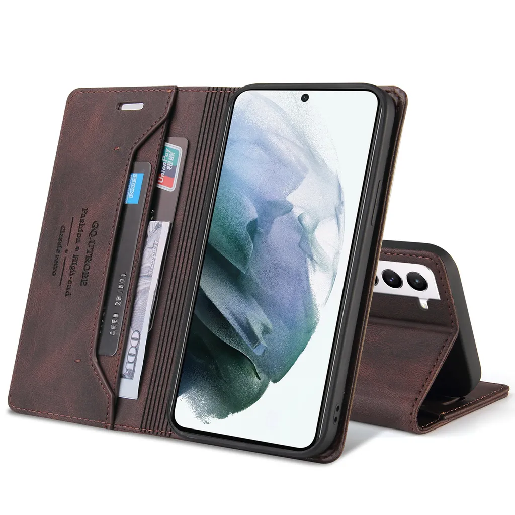 Custodia Viaggio Samsung S22 5G Pelle Vintage Marrone Antiurto - 2