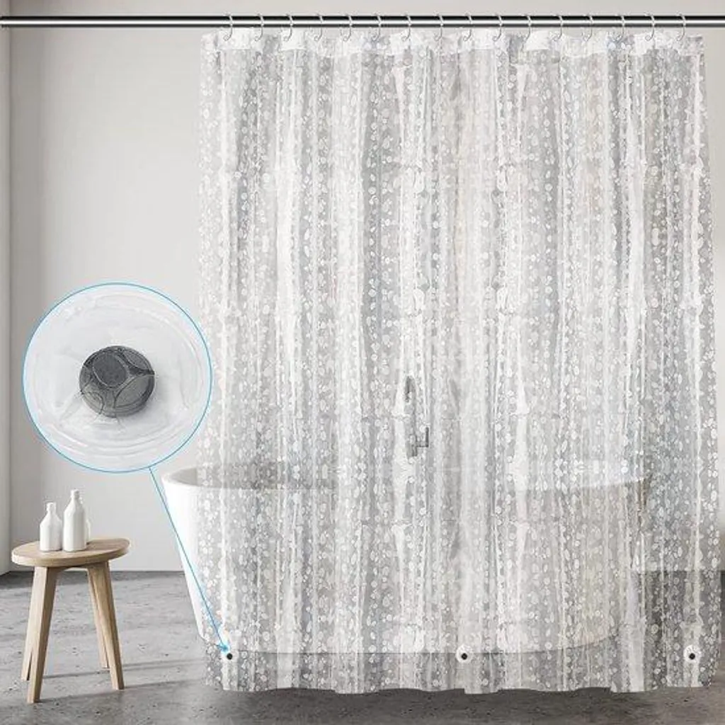 Rideau de douche XXL pour baignoire 240x200 cm transparent et stable