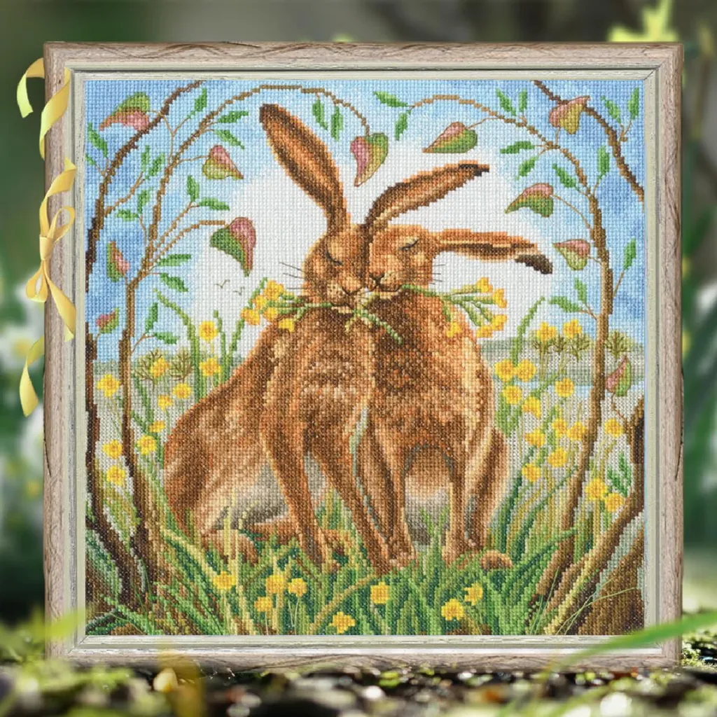 Broderie Point de Croix Compté RTO Thème Printemps Kit Complet 27x27 cm