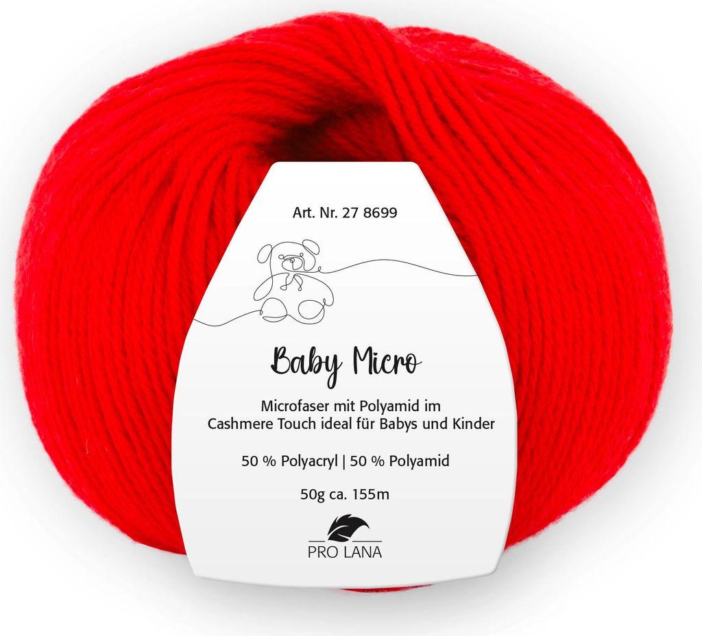 Pro Lana Baby Micro Garn super weich – 50% Polyacryl & 50% Polyamid, , ideal für Babydecken & Babykleidung 30 rot