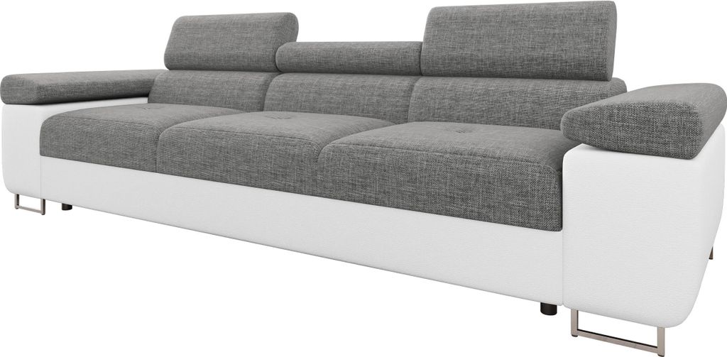 MIRJAN24 Sofa Torezio 3, Couch mit Einstellbare Kopfstützen, 3-Sitzer, Wohnzimmer, 263x102x70-90 cm (Farbe: Soft 017 + Lux 05)