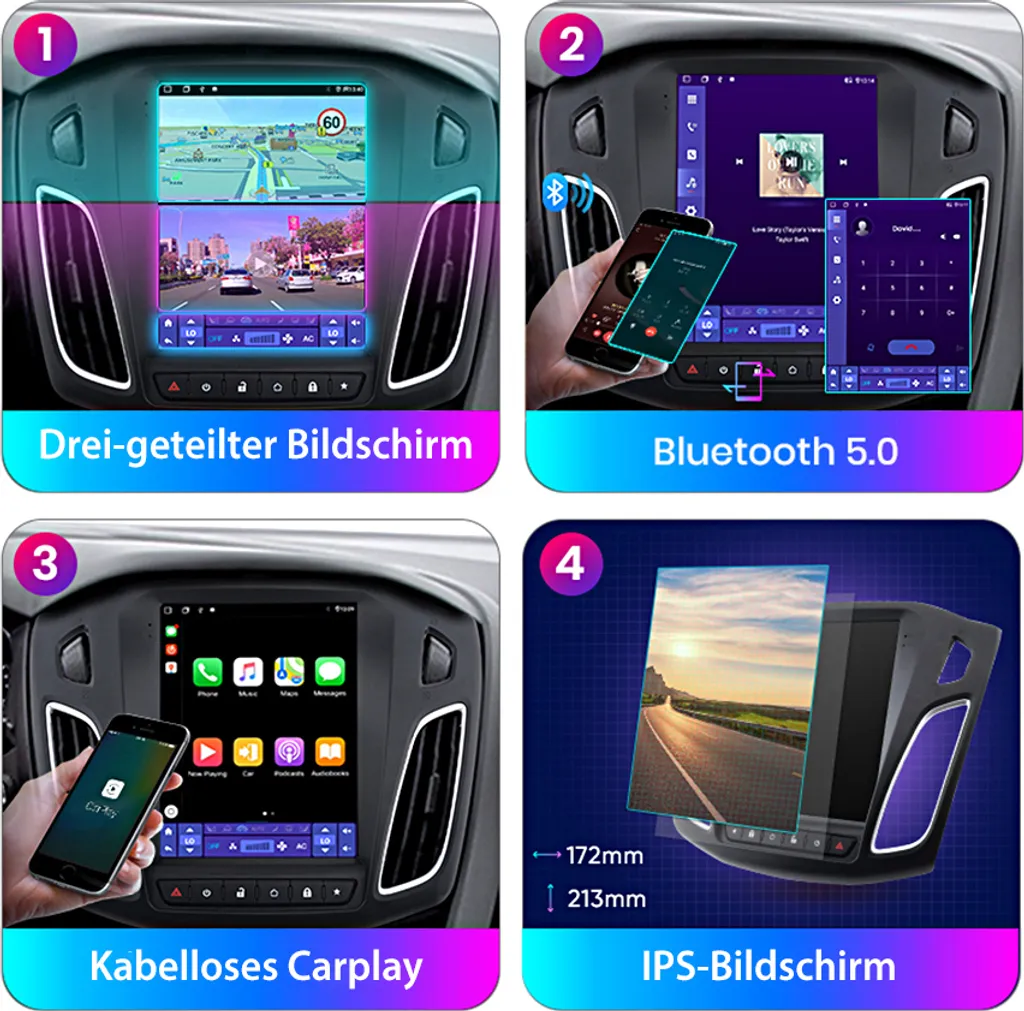 GPS Android Ford Focus III 2012-2018 WiFi Bluetooth pour Navigation - 7