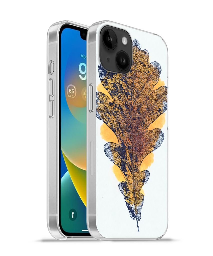 MuchoWow Handyhülle Schutzhülle Hülle für Apple iPhone 14 Plus - Soft case Aquarell - Orange - Eichenblatt Silikon Softcase Handy Hülle - Ab...