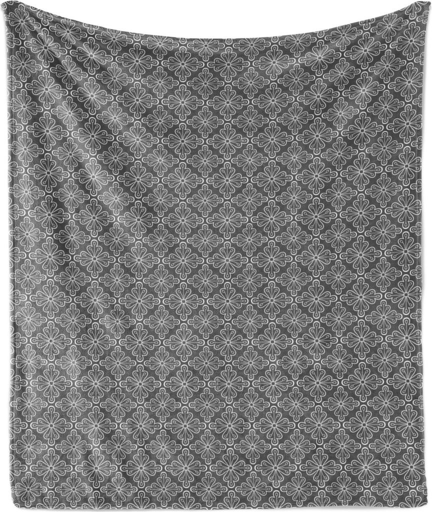 ABAKUHAUS Abstrakt Weich Flanell Fleece Decke, Graustufen- Einfache Blumen, Gemütlicher Plüsch für den Innen- und Außenbereich, 125 x 175 cm, G...