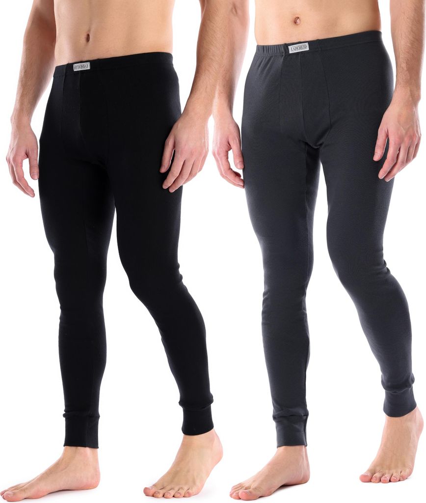 Ladeheid 2 Pack Herren Lange Unterhose LA40-247 (Schwarz, Graphite, S)