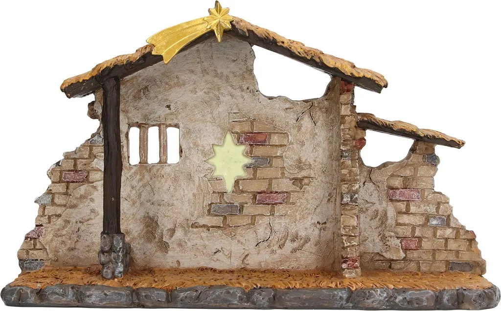 Crèche de Noël en résine avec étable détaillée pour décoration de fête