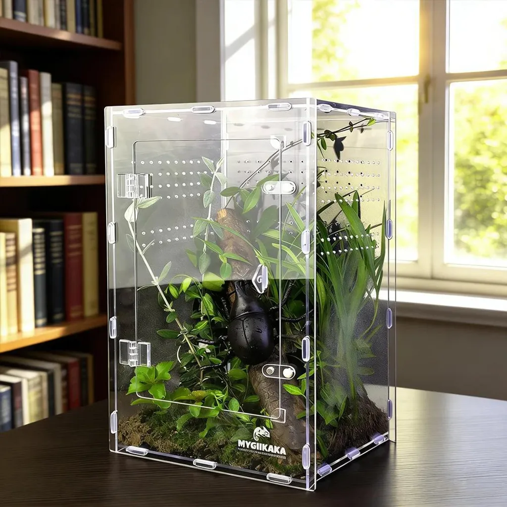 Terrarium anti-fuite pour insectes : boîte acrylique transparente L