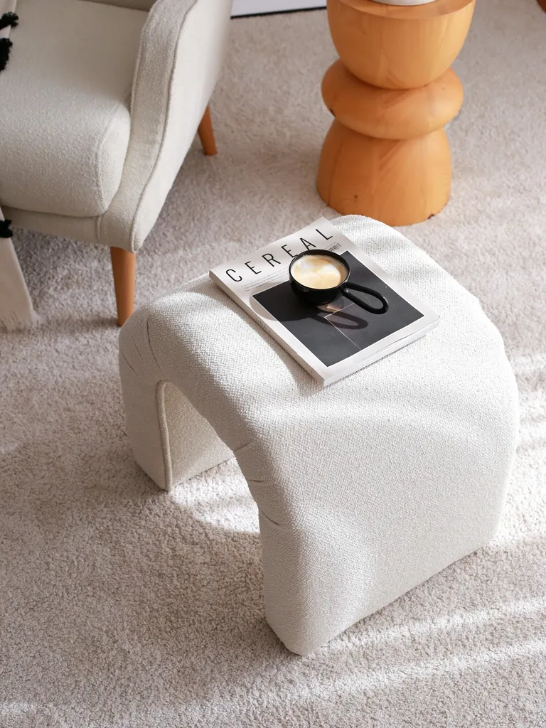 Pouf Hanah Home Nu Teddy Cream en Polyester 51x46x45 cm - Design Chic