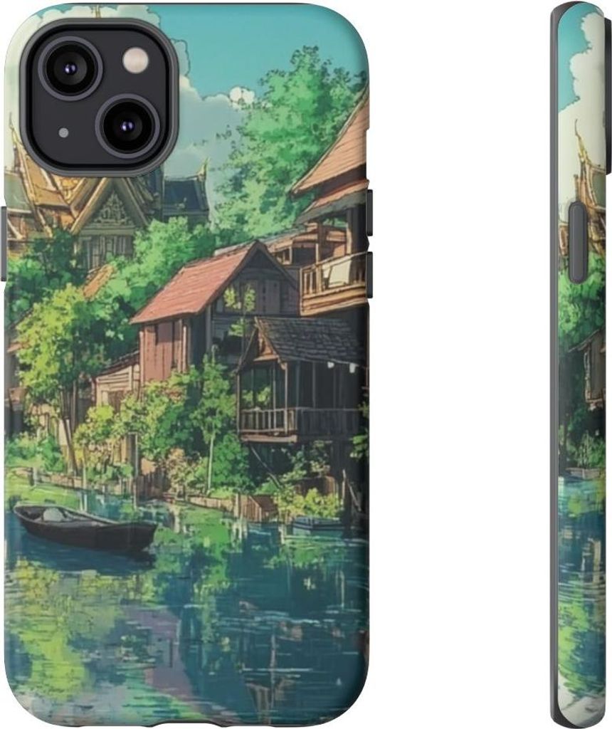 Idyllisches Flussdorf mit traditioneller Architektur – Hülle Kompatibel mit iPhone 14 Plus