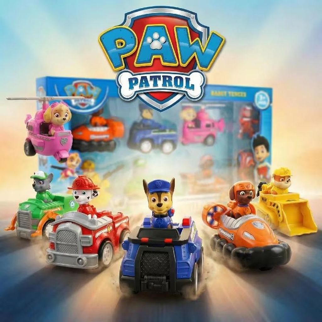 Paw Patrol Figuurspeelset: 7 karakters, voertuigen, Skye, Productafbeelding 