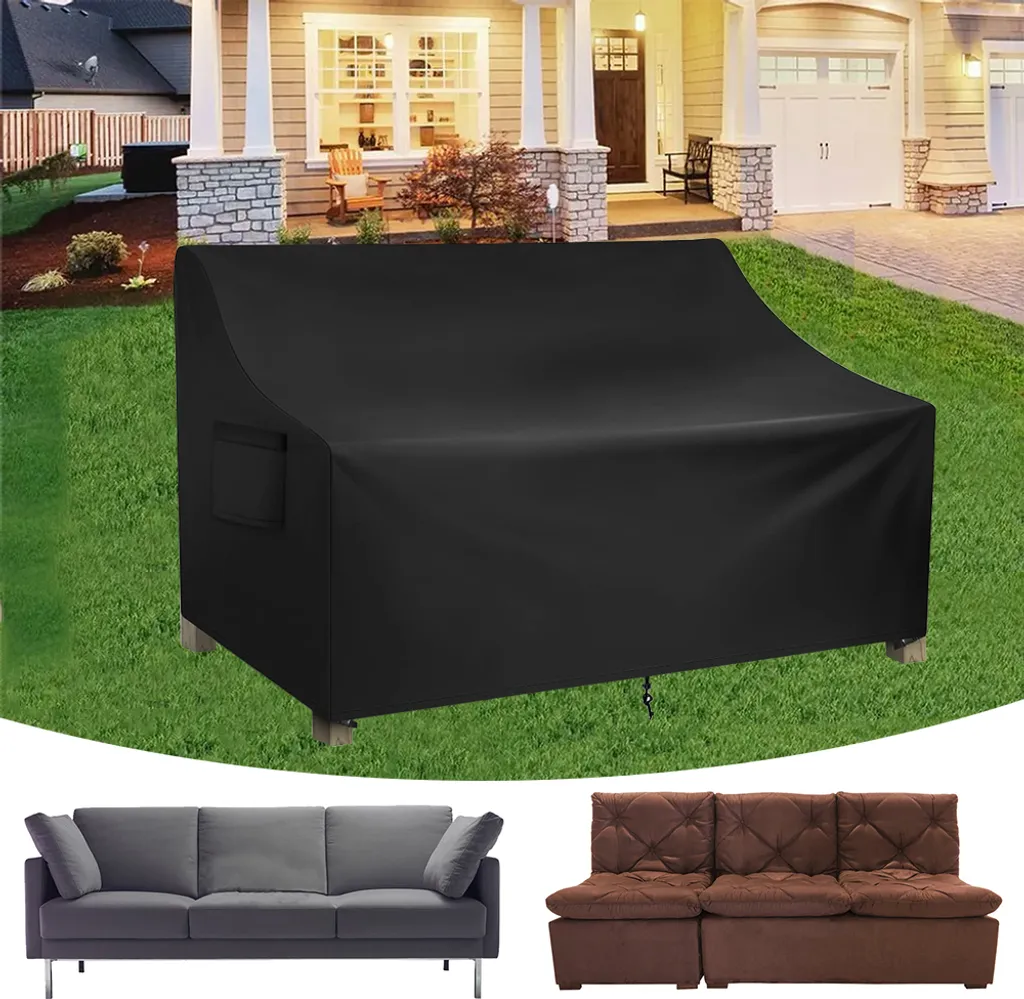 Housse Banc de Jardin 145x60x75cm Étanche et Anti-UV en Tissu Oxford Noir