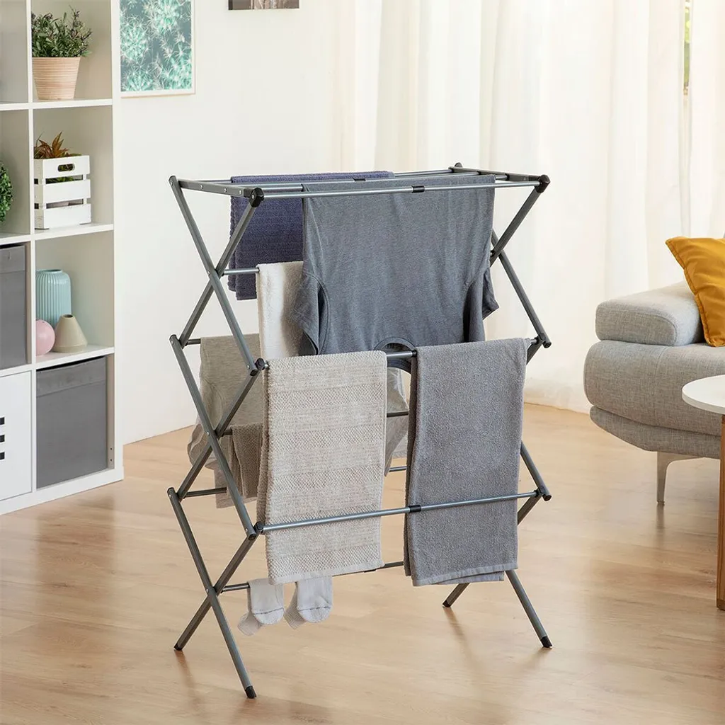 Étendoir à linge extensible 3 niveaux de hauteur en métal robuste - 11