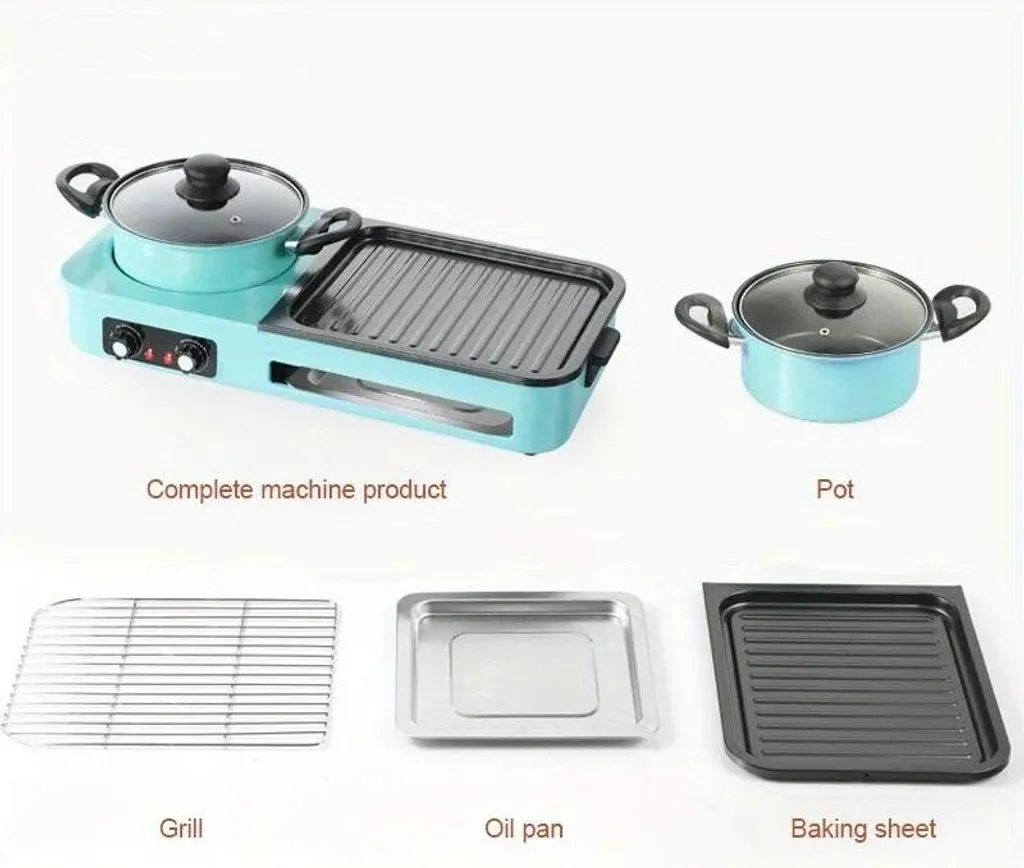 Poêle Multifonctionnelle Vert : Multicuiseur Gril pour Repas Sains Rapides - 2