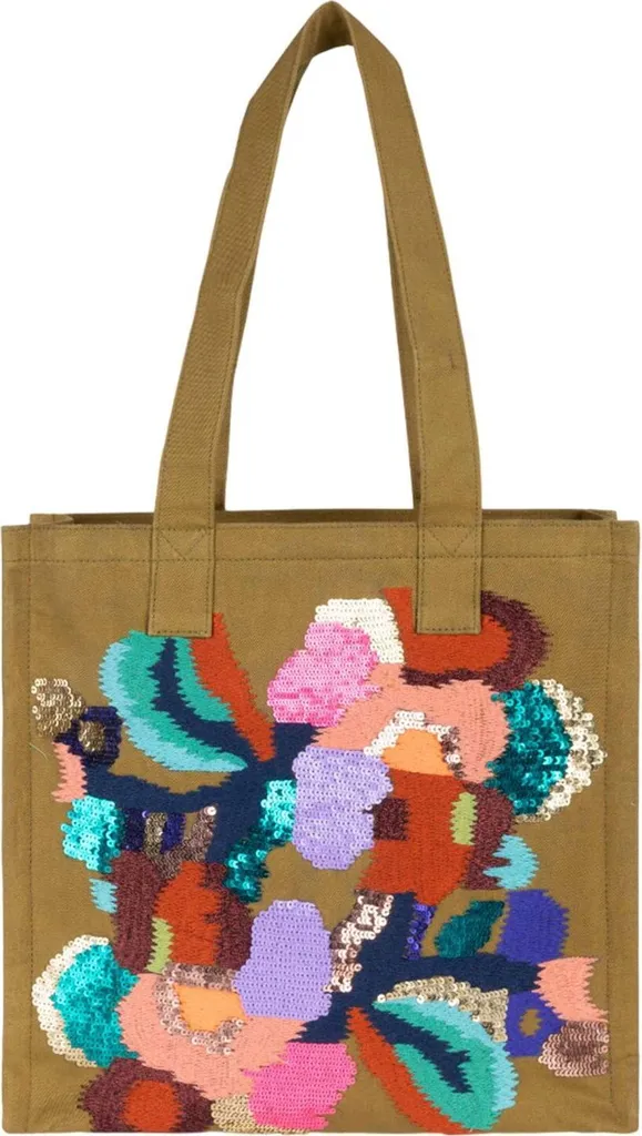 Sac shopping Oilily Sam Shopper kaki à motifs floraux et grand volume