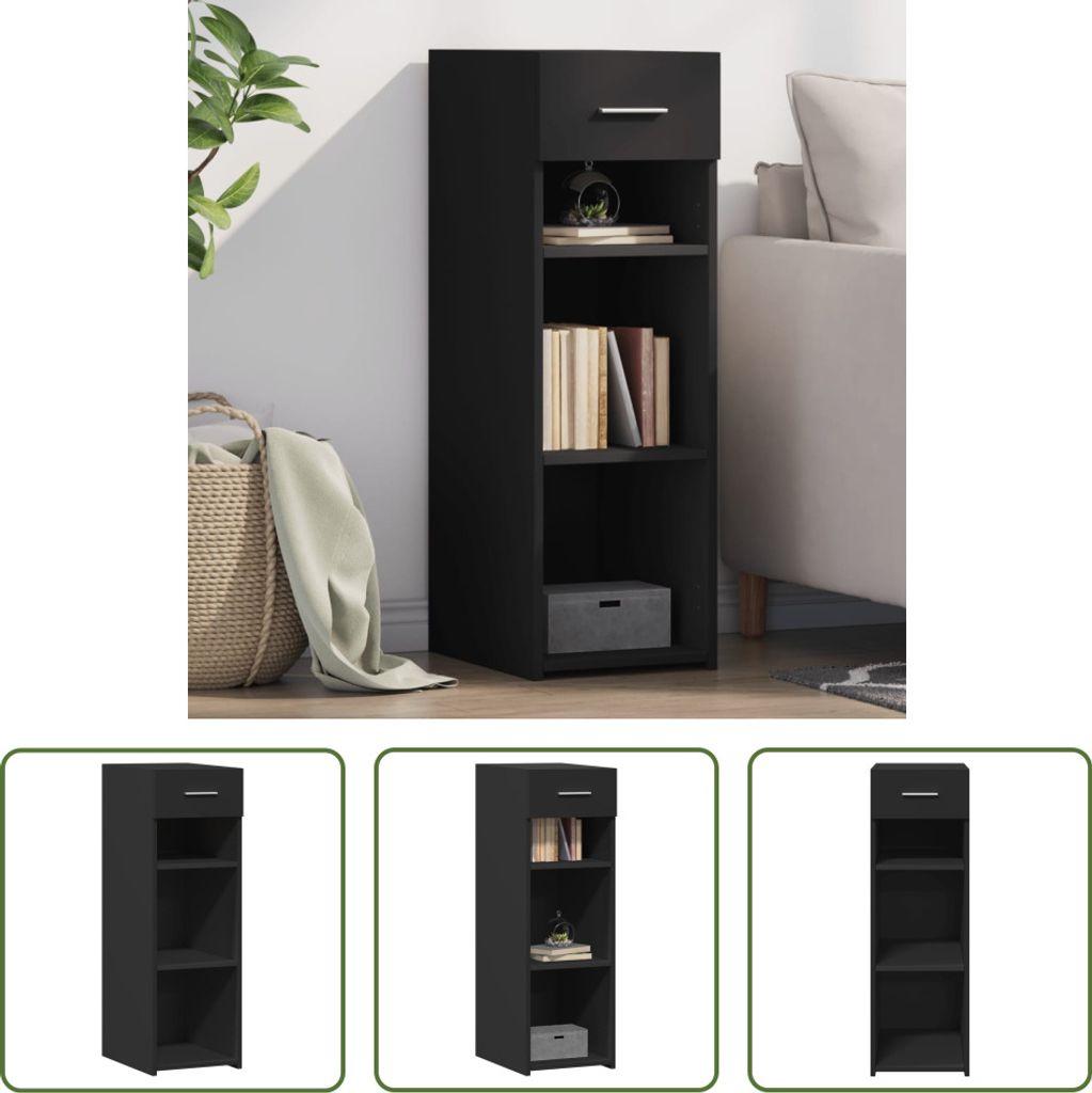 The Living Store Sideboard Schwarz 30x42,5x93 cm Holzwerkstoff