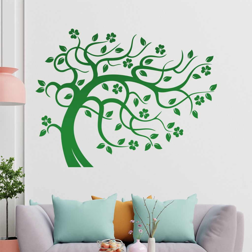 Baum - vom Wind gebogen Wandtattoo in 6 Größen - Wandaufkleber Wall Sticker - Dekoration, Küche, Wohnzimmer, Schlafzimmer, Badezimmer