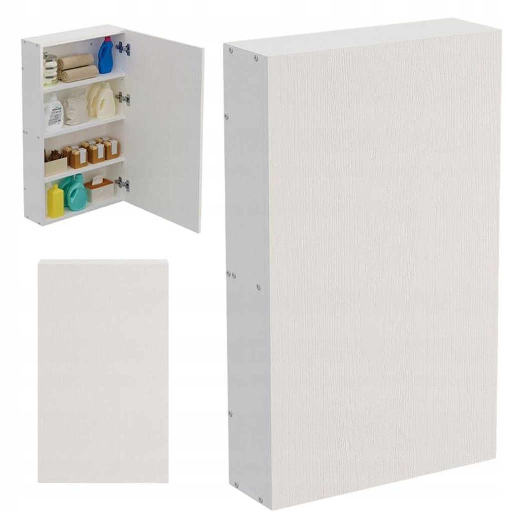 Weißer Hängeschrank für das Badezimmer mit Regalböden, Produktbild 