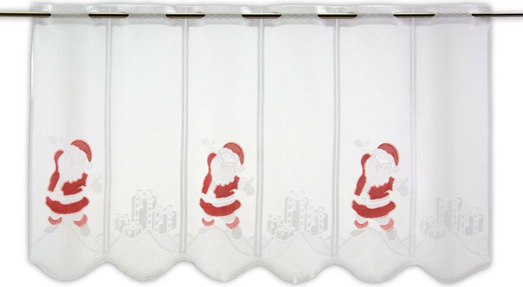 Scheibengardine Weihnachtsmann Geschenk HxB 50x140cm rot weiß Weihnachten Advent