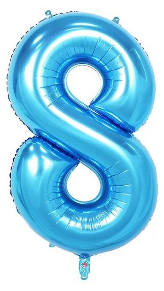 Folienballon Zahl 8, ca. 80 cm, blau, für Luftbefüllung Produktbild 