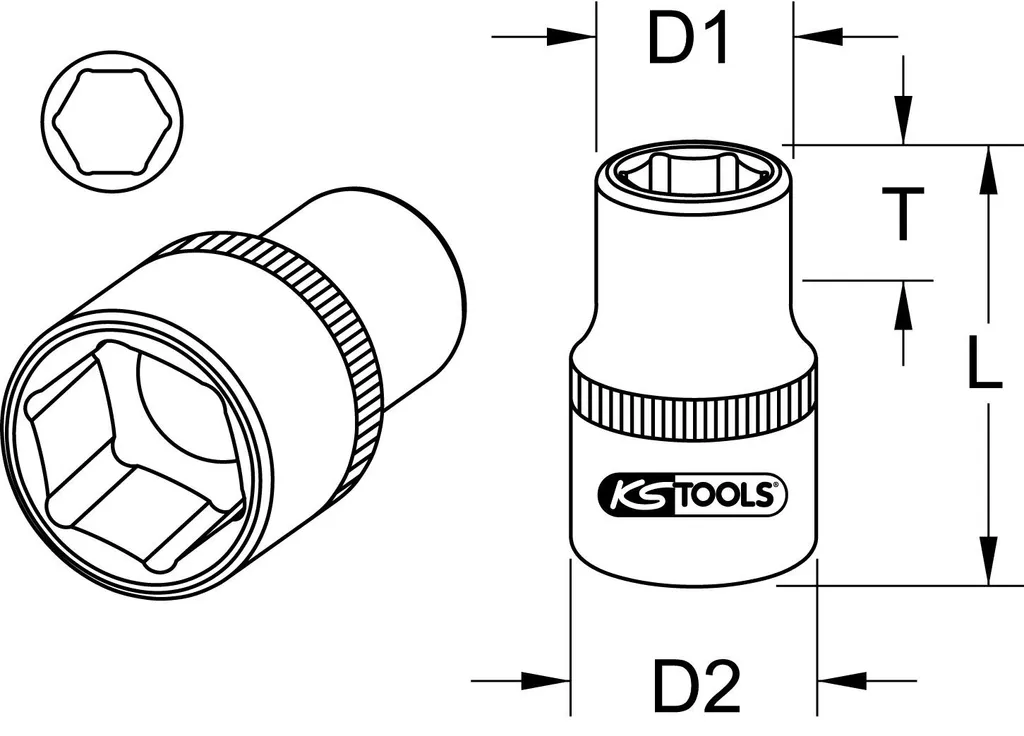 Douille 1" hexagonale 2-15/16 courte pour boulons grippés et difficiles - 3