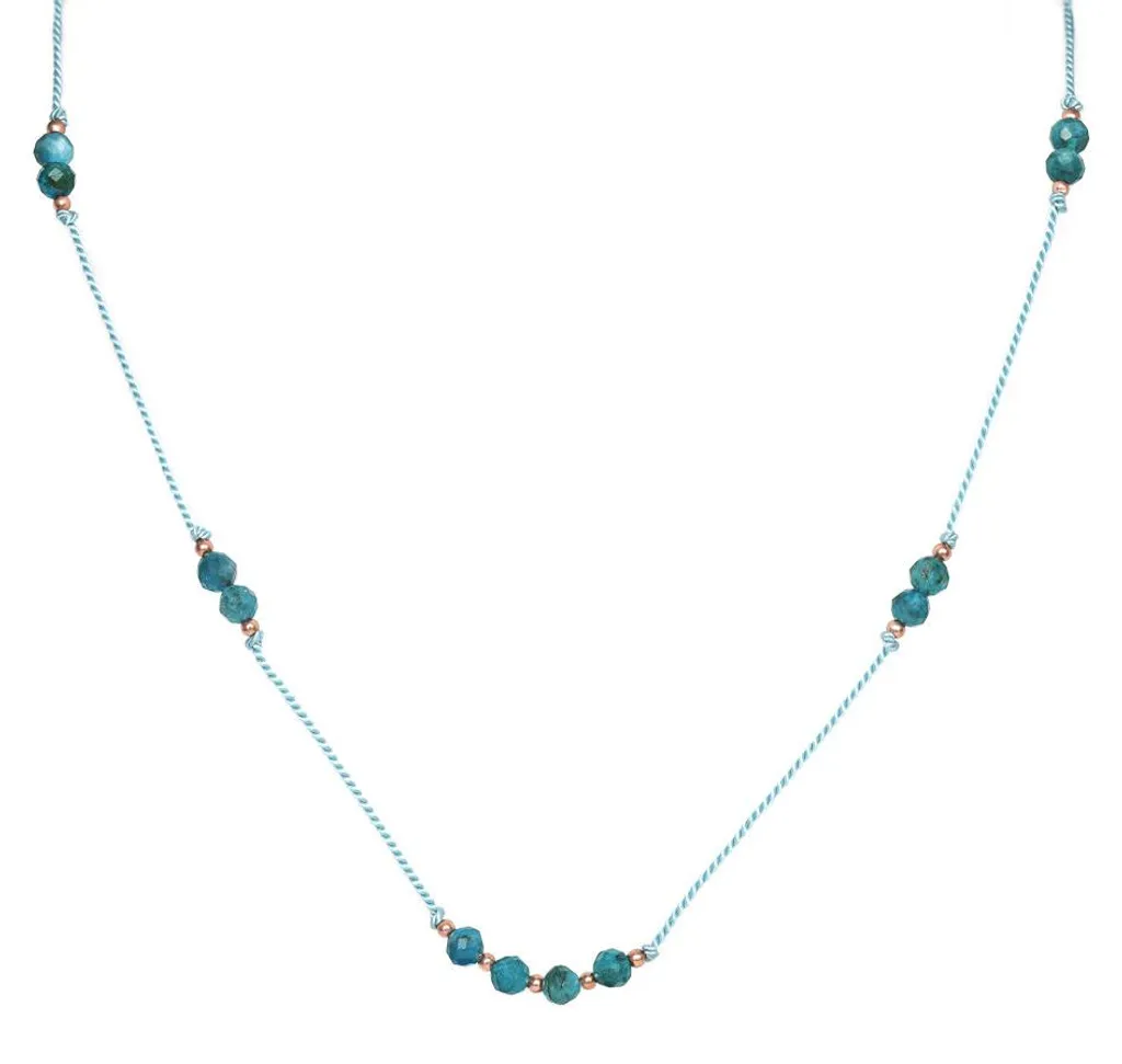 Collier bleu en pierres d'apatite véritable pour femme - Modèle HE31K