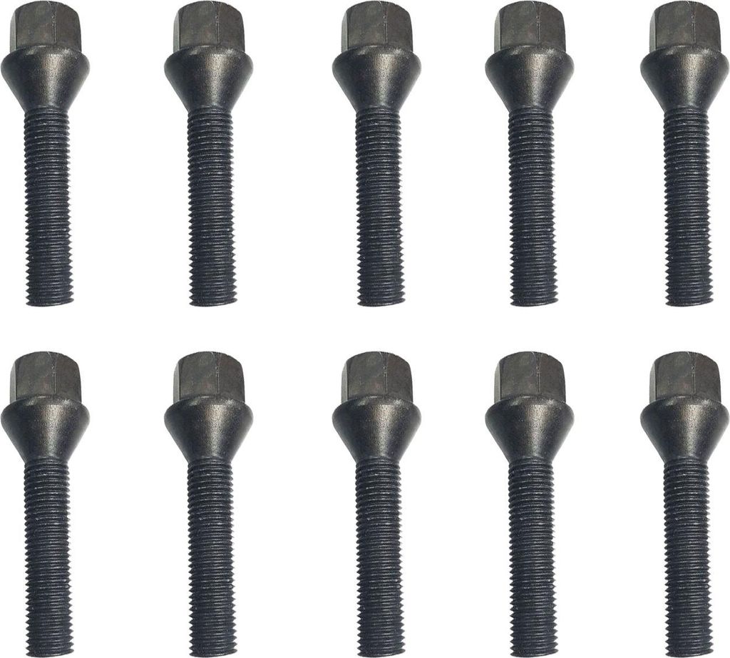 10x Radschraube M14x1,5 Kegelbund 60° schwarz 55 mm | Schlüsselweite 17 mm kompatibel mit Skoda Enyaq iV Enyaq iV 4x4 Enyaq iV Coupe 4x4 Fabia I ...