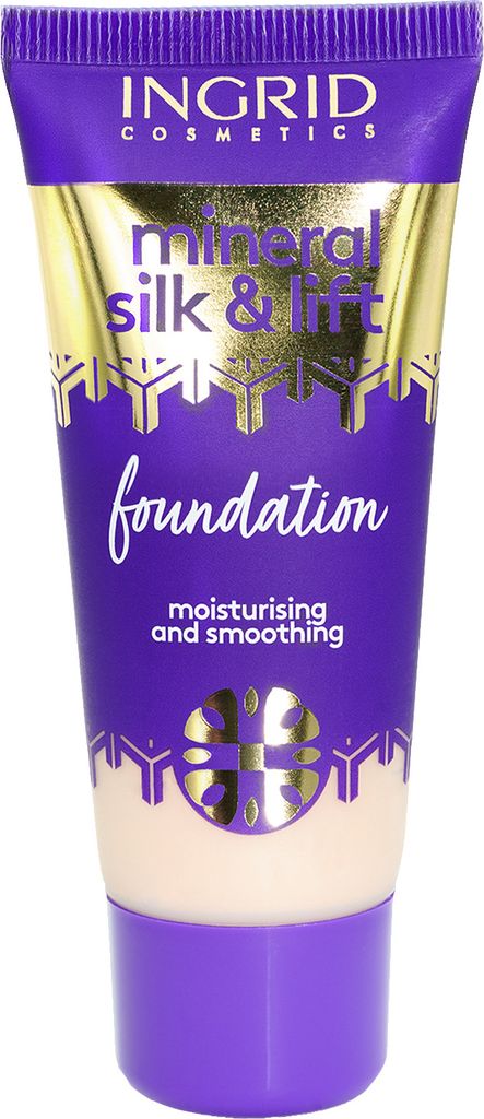 A tube of Ingrid Cosmetics Mineral Silk & Lift Foundation.