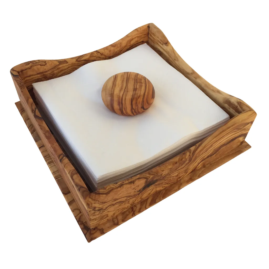 Support serviettes pour table extérieure en bois d'olivier et lest - 4