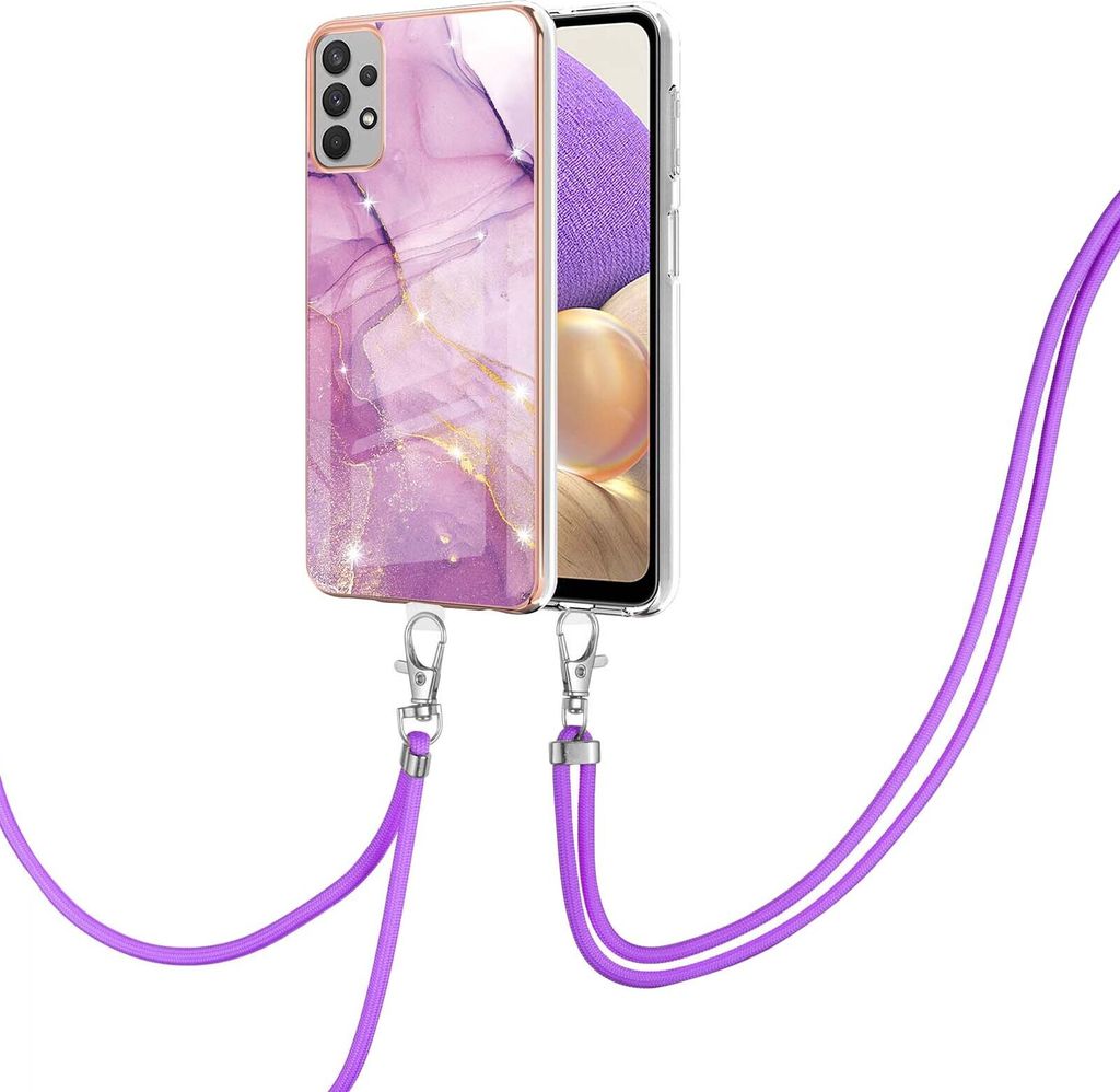 Handykette Hülle für Samsung Galaxy A73 5G Muster TPU Schutzhülle mit verstellbarem Tragegurt Pink
