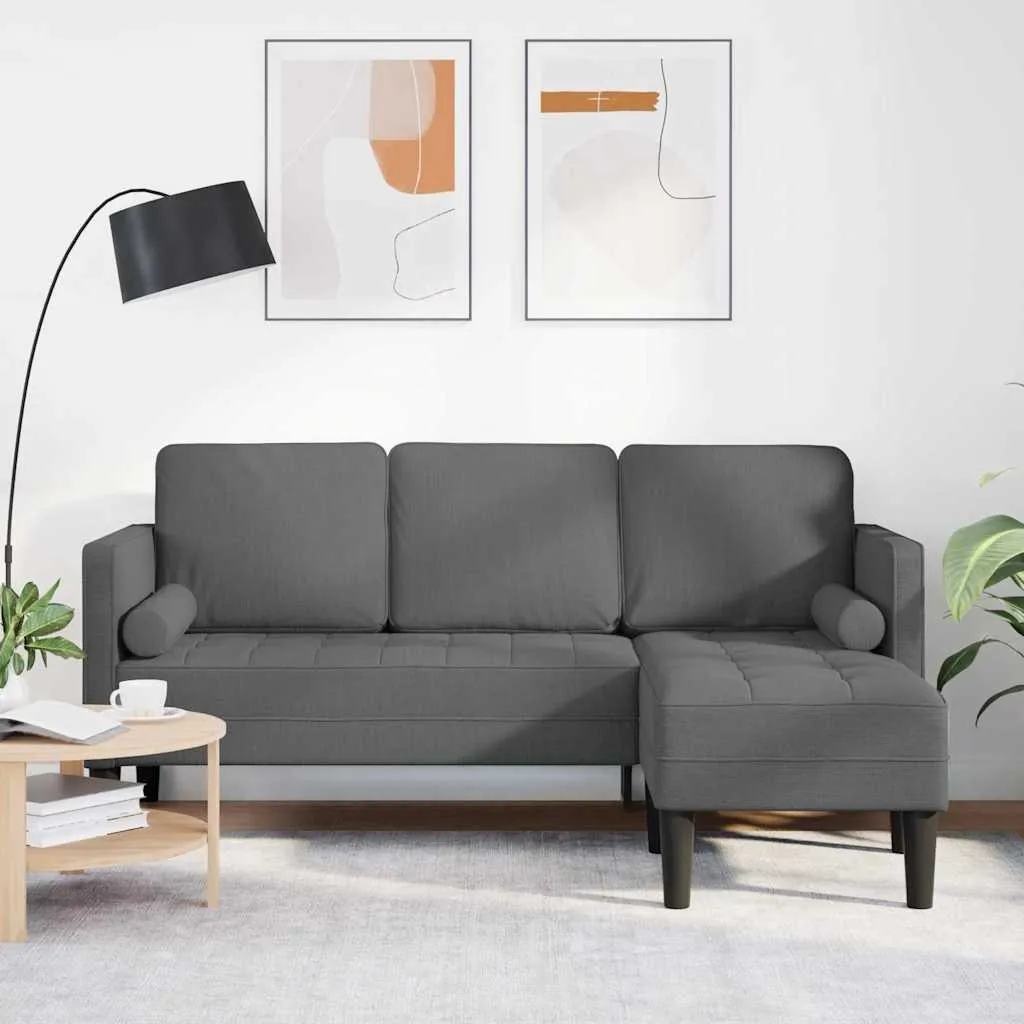 Canapé d'extérieur vidaXL avec coussins gris foncé en tissu résistant