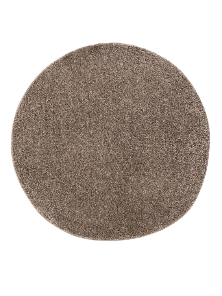 Tapis à poils longs rond taupe 160 cm idéal pour chambre ou salon cosy