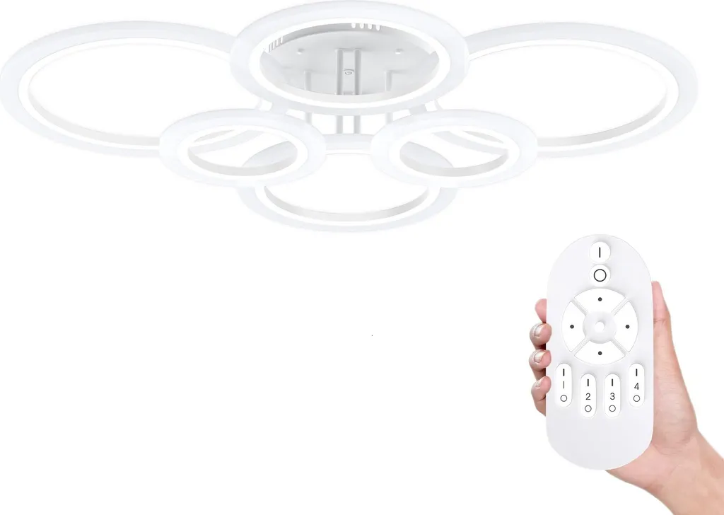 Luminaire Plafonnier LED dimmable IP44 96W 6 anneaux design élégant