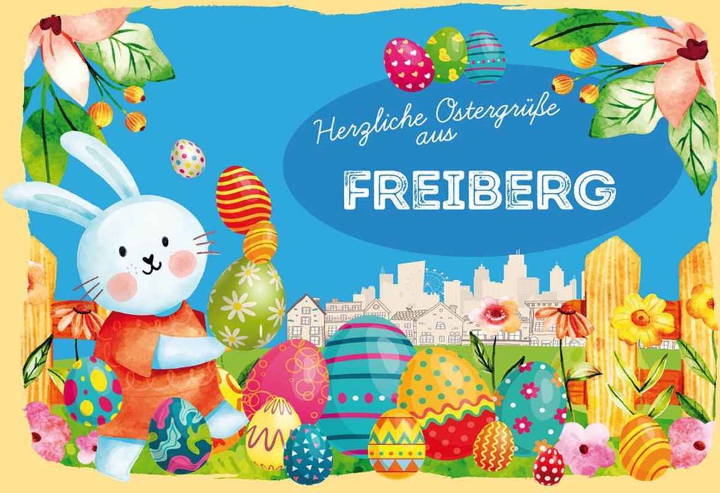 vianmo Holzschild 20x30 cm Ostergrüße FREIBERG Ostern Produktbild 