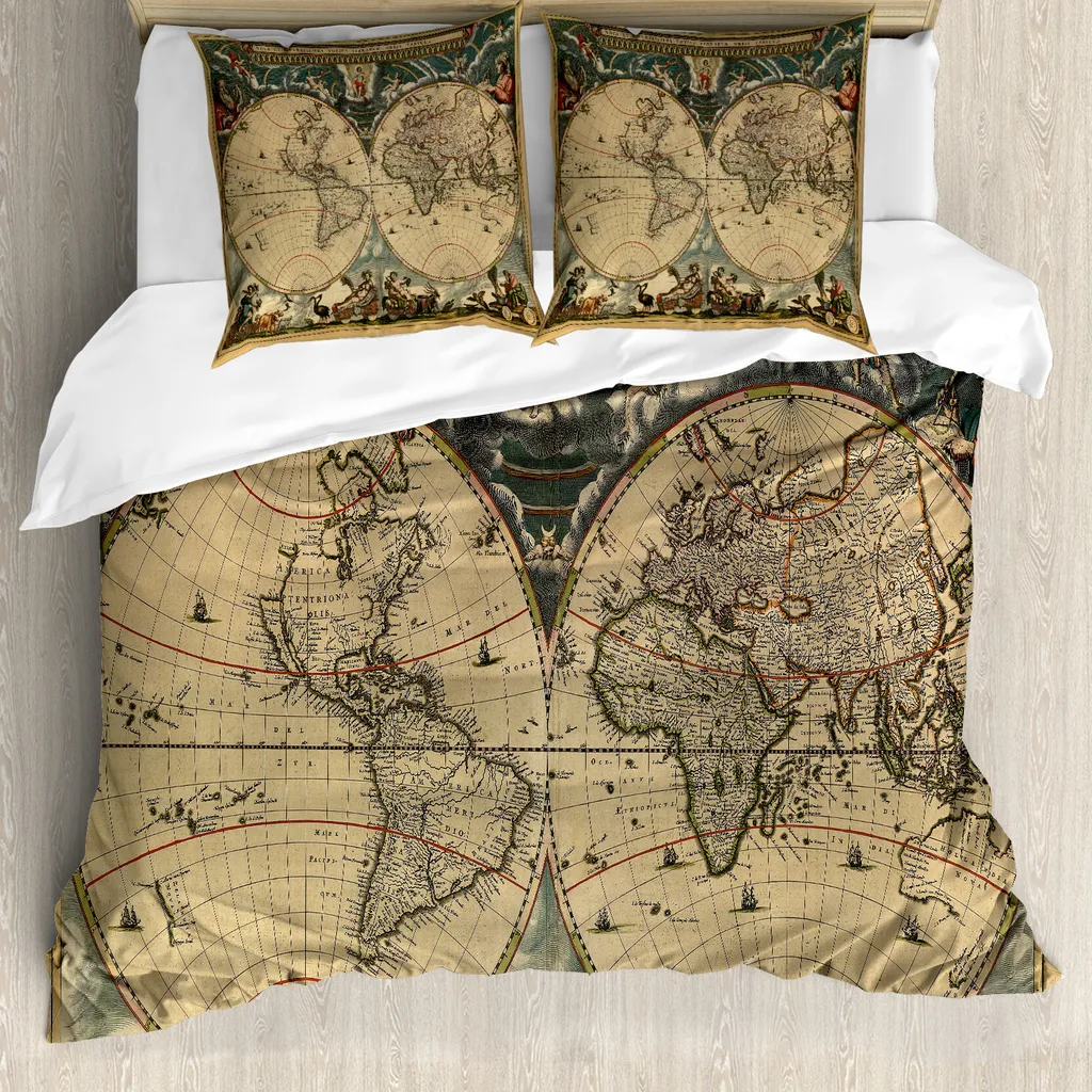 Set Letto Matrimoniale ABAKUHAUS Mappa Antica Lavabile 100%