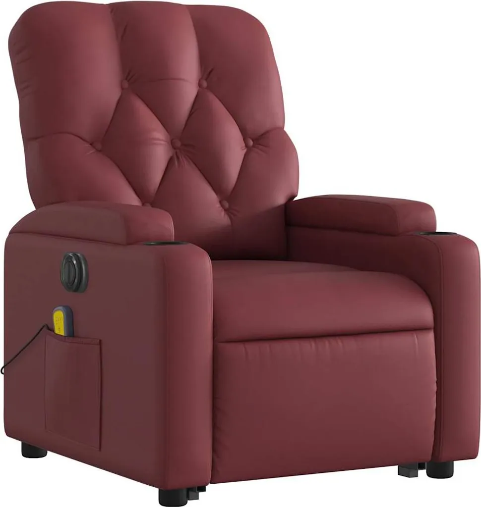 Fauteuil confortable avec releveur et massage - Similicuir rouge